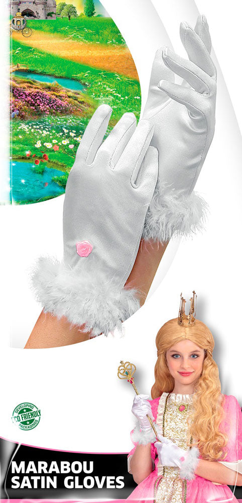 handschuhe weiß kinder Kinder Handschuhe mit Federn und Rose weiß